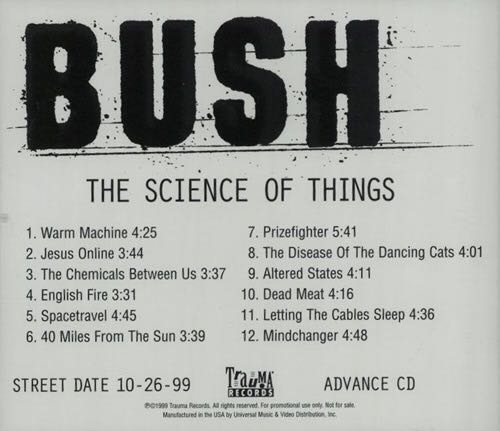 The Science Of Things - Bush (CD - 52) music collectible [Barcode 186535005120] - Main Image 2