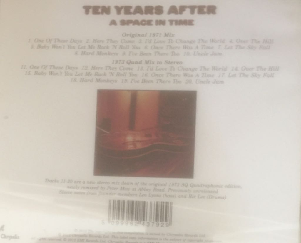 A Space In Time - Ten Years After (12”) music collectible [Barcode 5099962437929] - Main Image 2