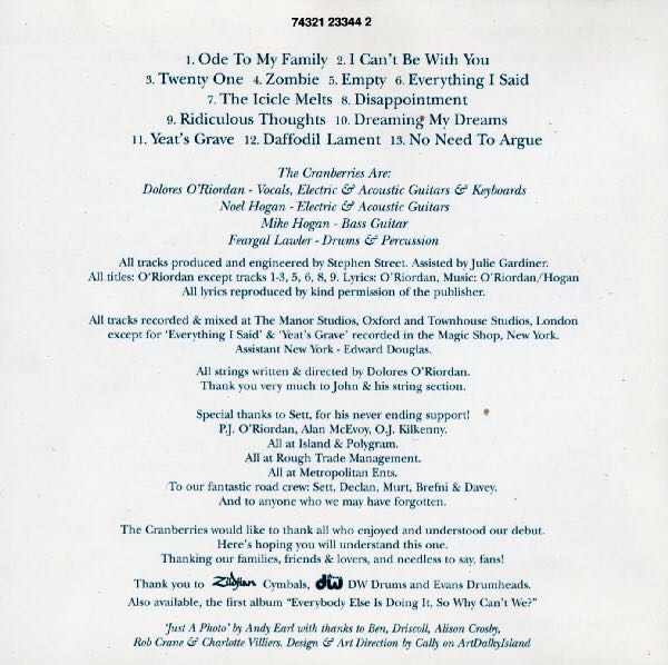 No Need To Argue - Cranberries, The (CD - 51) music collectible [Barcode 731452408327] - Main Image 3