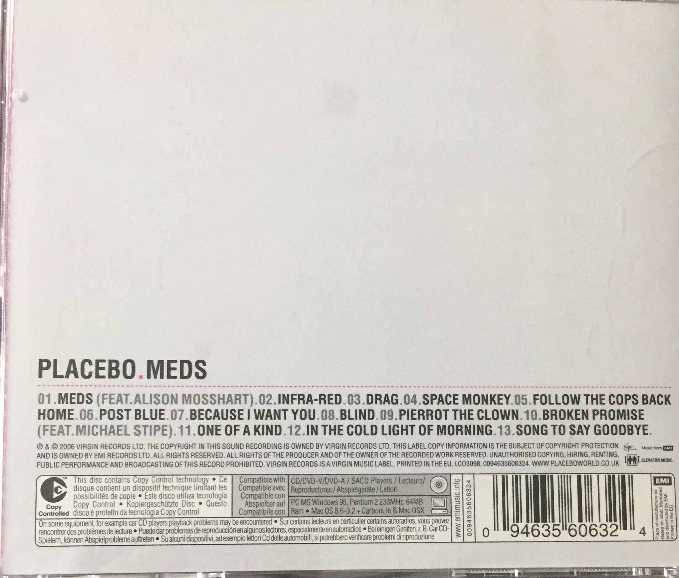 Meds - Placebo (CD-R - 48) music collectible [Barcode 094635606324] - Main Image 2