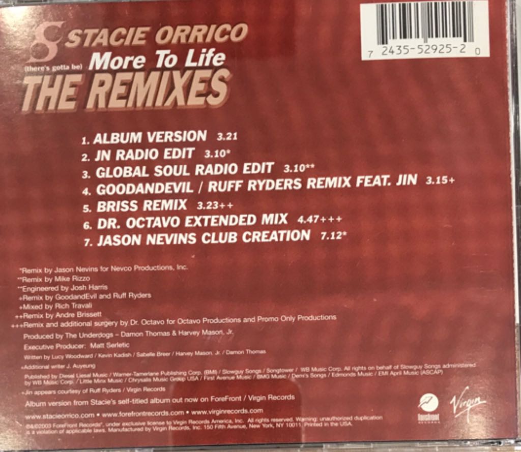 (Theres Gotta Be) More To Life (Remixes) - Stacie Orrico (CD) music collectible [Barcode 724355292520] - Main Image 2