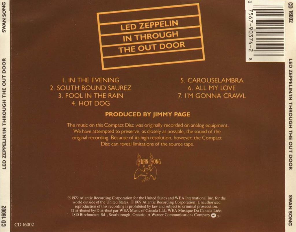 In Through The Out Door - Led Zeppelin (CD - 41) music collectible - Main Image 2