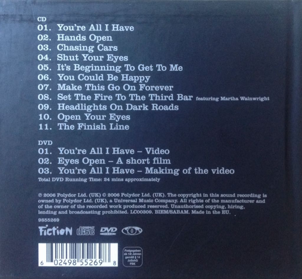 Eyes Open - Snow Patrol (CD - 4505) music collectible [Barcode 602498552698] - Main Image 2