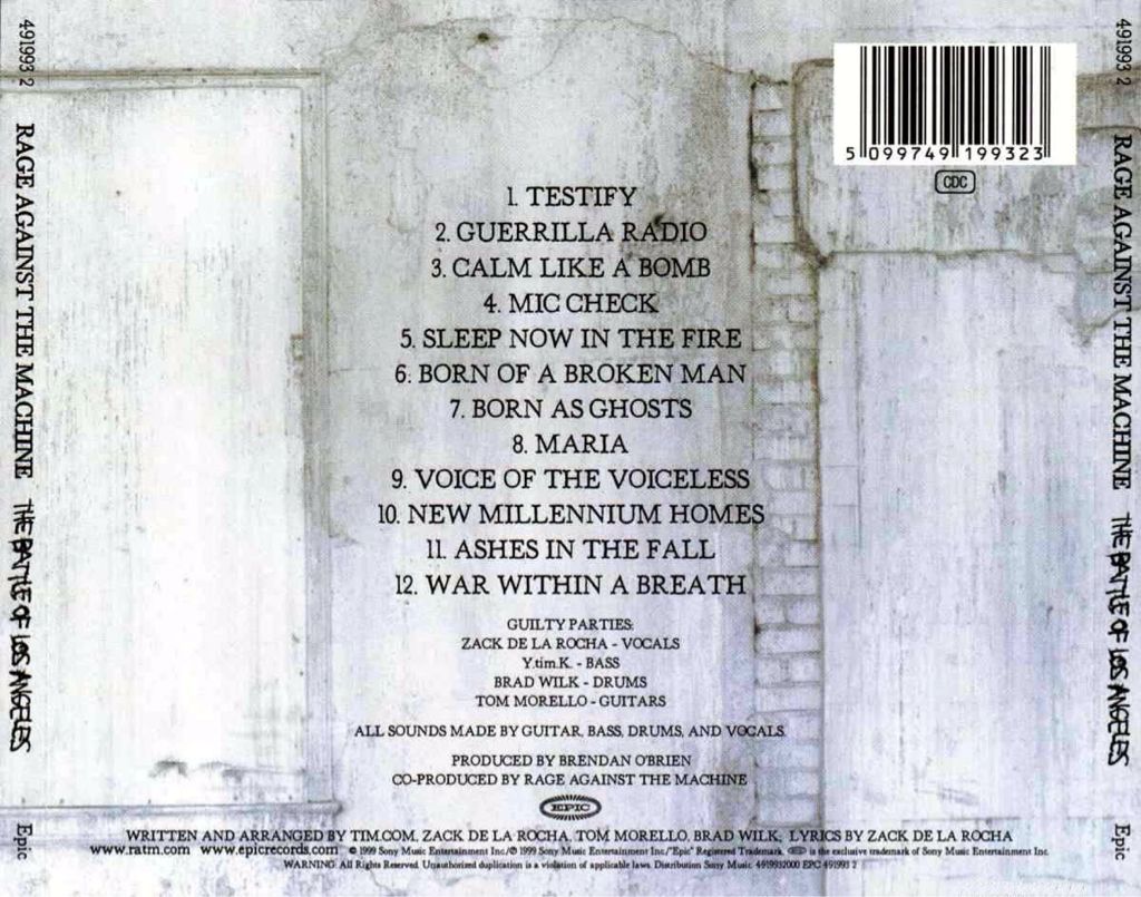 The Battle Of Los Angeles - Rage Against The Machine (CD) music collectible [Barcode 886978318022] - Main Image 2