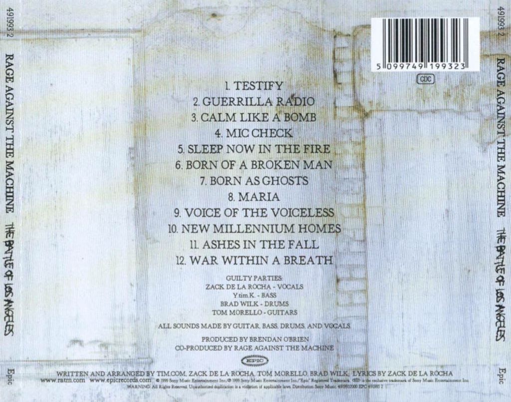 The Battle Of Los Angeles - Rage Against The Machine (CD) music collectible [Barcode 9399700058888] - Main Image 2