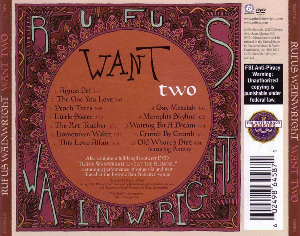 Want Two - Rufus Wainwright (12” - 57) music collectible [Barcode 602498801710] - Main Image 2