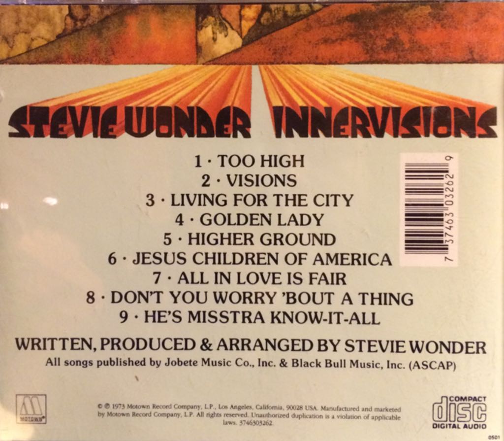 Innervisions - Stevie Wonder (CD - 44) music collectible [Barcode 737463032629] - Main Image 2