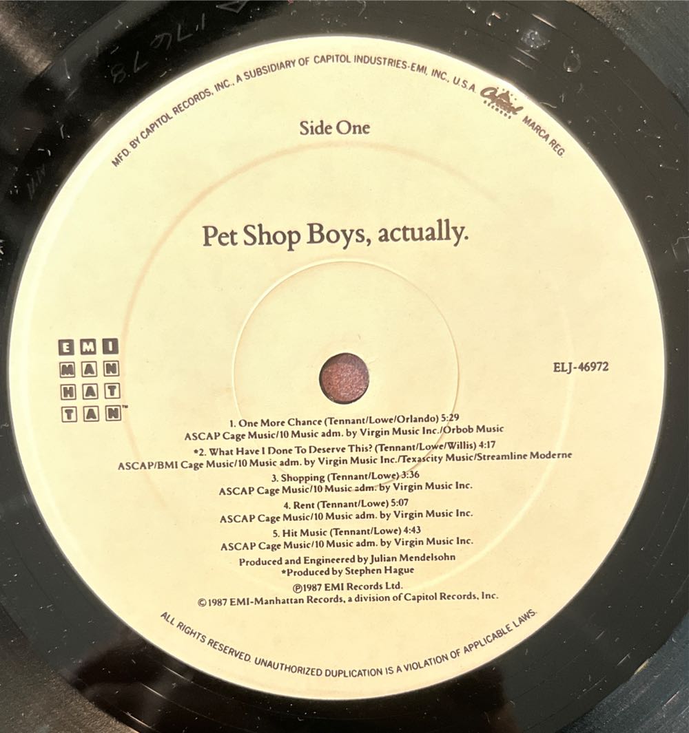 Actually - Pet Shop Boys (12” - 48) music collectible [Barcode 5099974697212] - Main Image 3