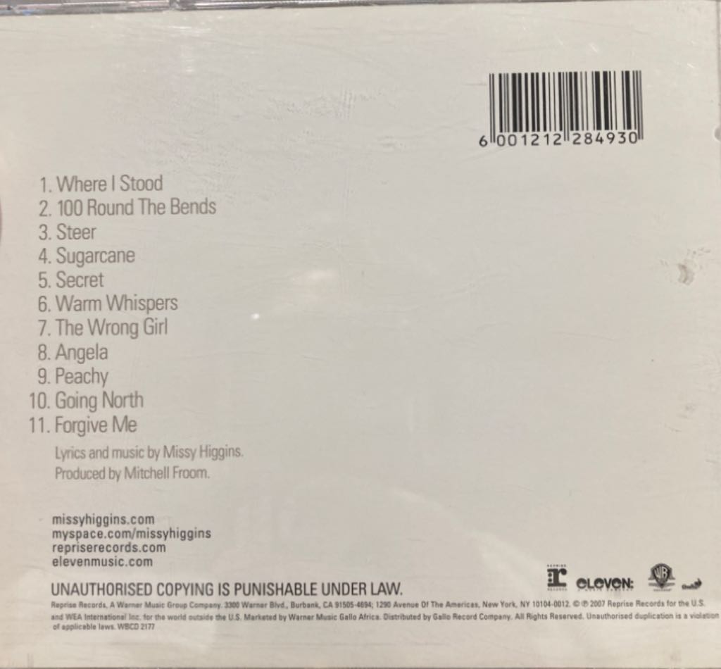 On A Clear Night - Missy Higgins (CD) music collectible [Barcode 093624988373] - Main Image 2