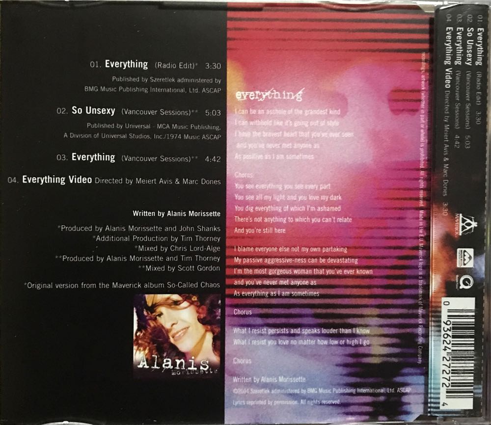 Everything (Single) - Alanis Morissette (CD) music collectible [Barcode 093624272724] - Main Image 2