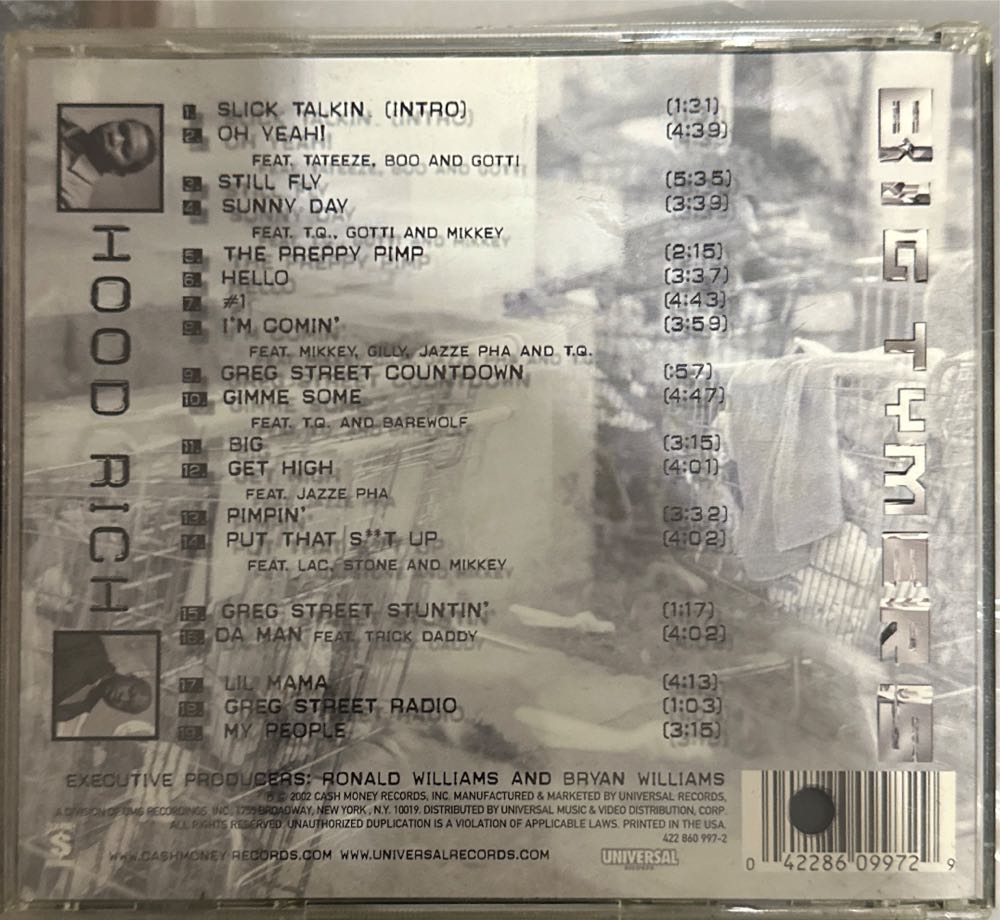 Hood Rich - Big Tymers (CD) music collectible [Barcode 042286099729] - Main Image 2