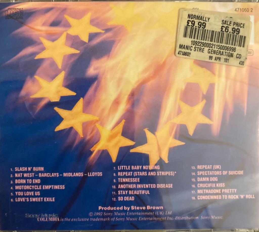 Generation Terrorists - Manic Street Preachers (CD - 77) music collectible [Barcode 074645247427] - Main Image 2