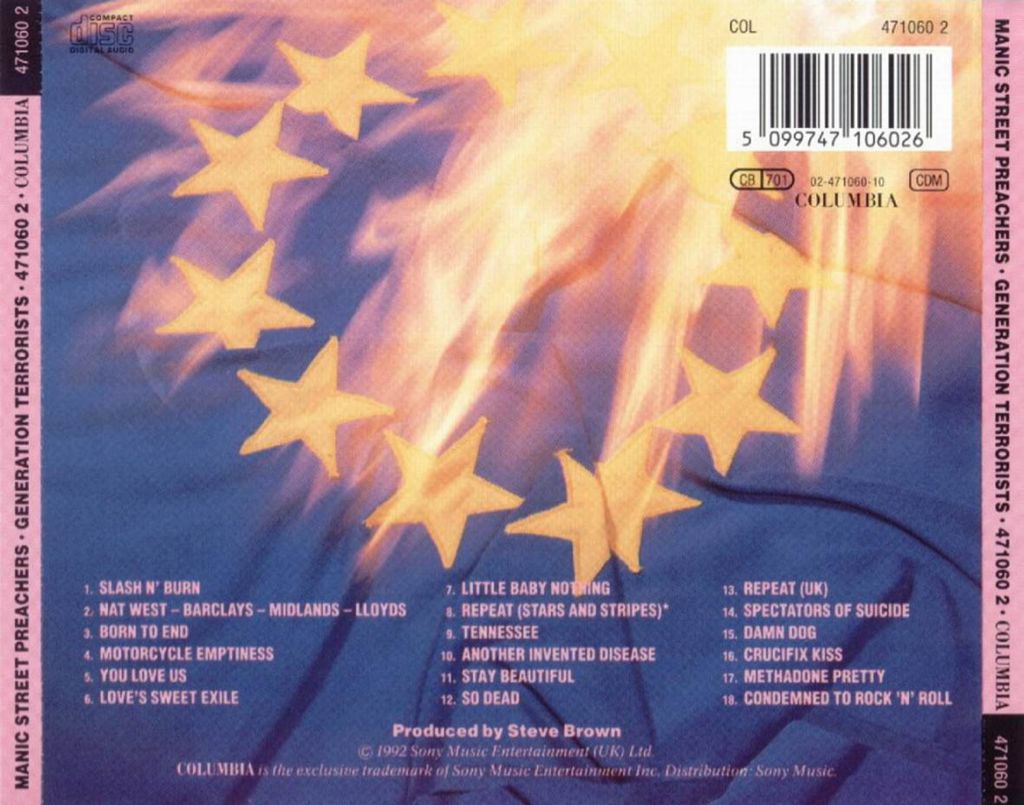 Generation Terrorists - 354 - Manic Street Preachers (CD - 73) music collectible [Barcode 5099747106026] - Main Image 2