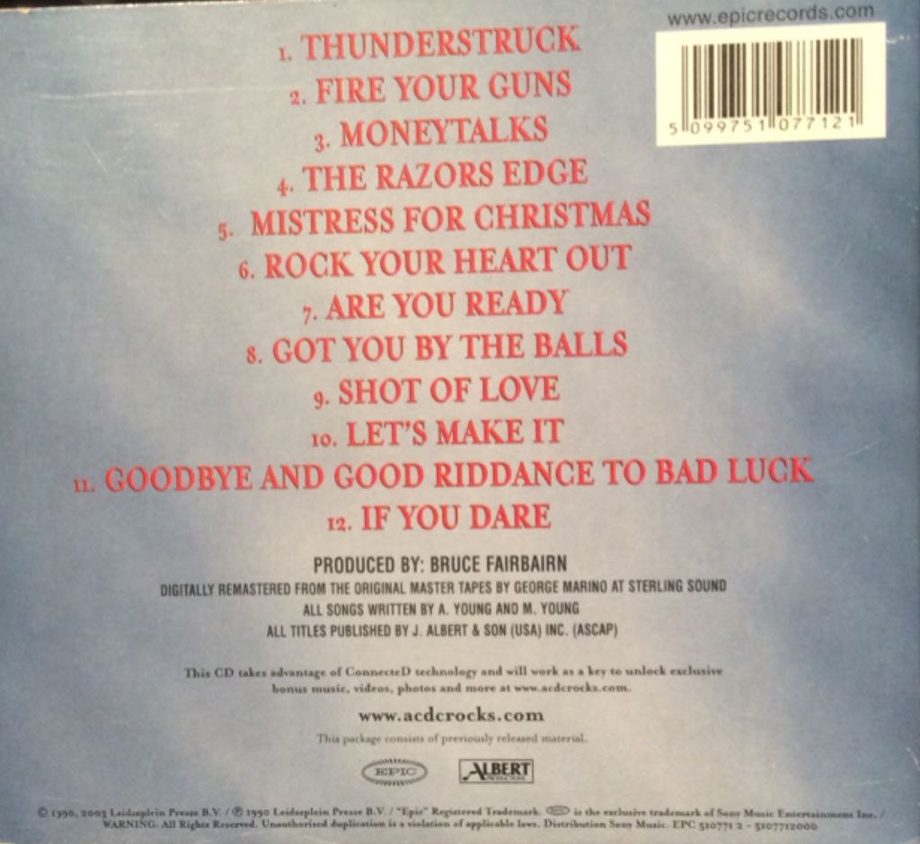 The Razors Edge - AC/DC (CD - 4637) music collectible [Barcode 5099751077121] - Main Image 2