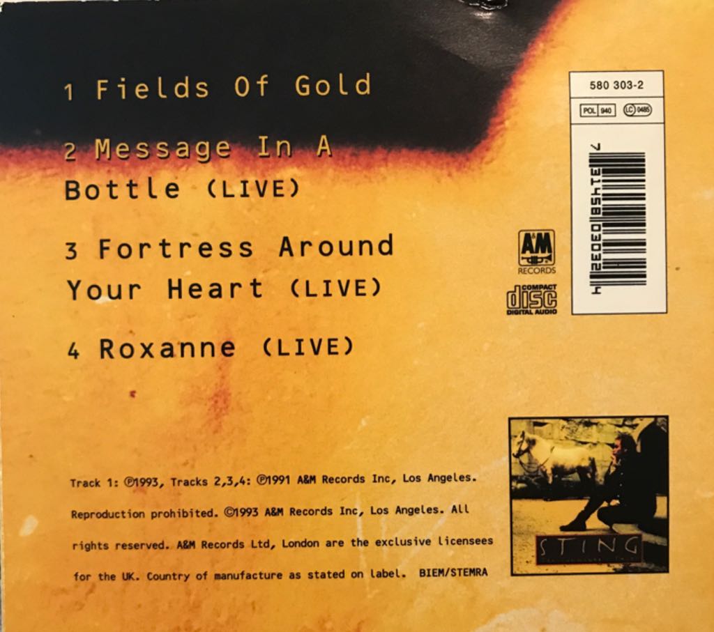 Fields Of Gold - Sting (CD - 18) music collectible [Barcode 731458030324] - Main Image 2