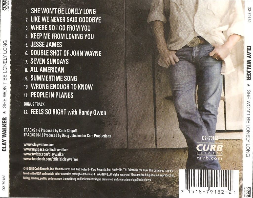 She Wont Be Lonely Long - Clay Walker (CD) music collectible - Main Image 2