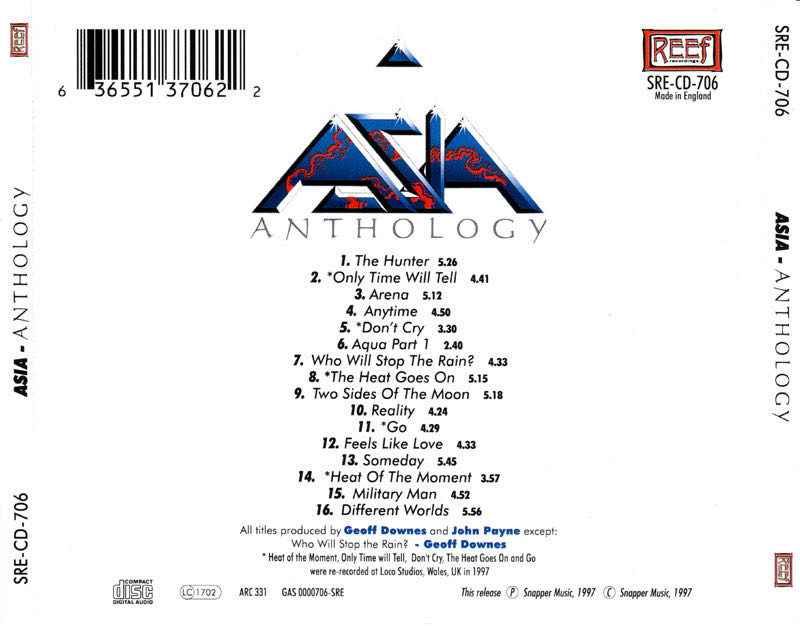 Asia Anthology Tour 2007 - Asia (CD - 80) music collectible [Barcode 636551551922] - Main Image 2