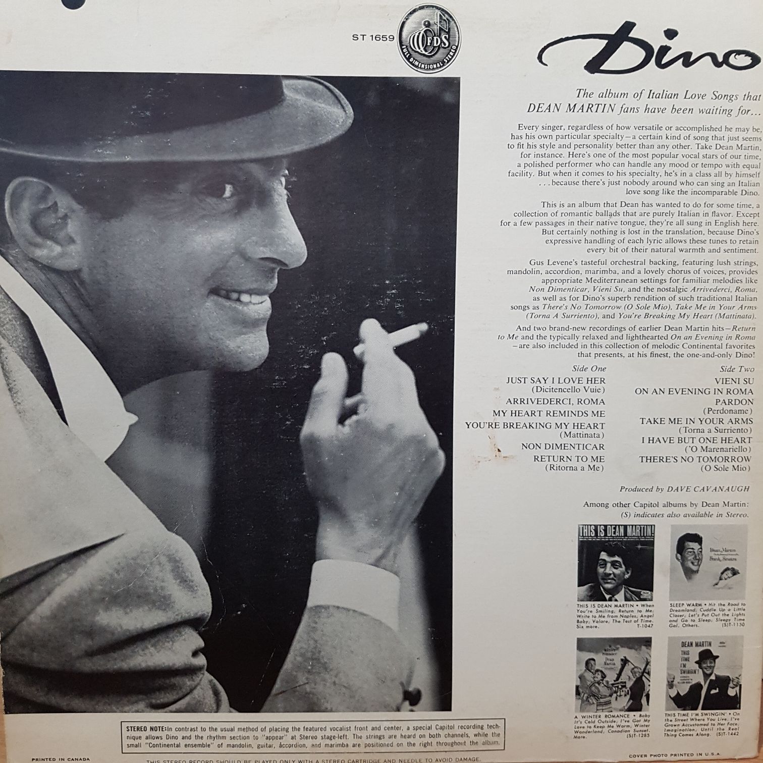 Italian Love Songs - Dean Martin (12”) music collectible - Main Image 2