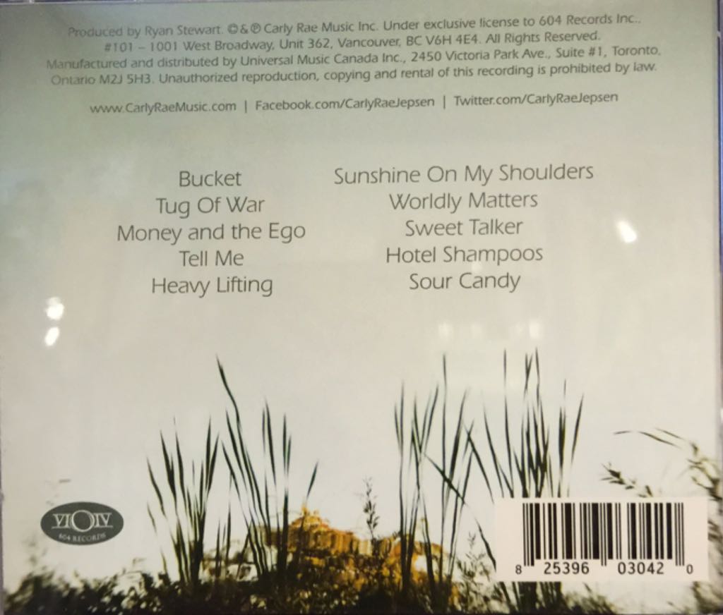 Tug Of War - Carly Rae Jepsen (CD) music collectible [Barcode 825396030420] - Main Image 2