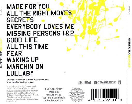 Waking Up - OneRepublic (CD - 47) music collectible - Main Image 2