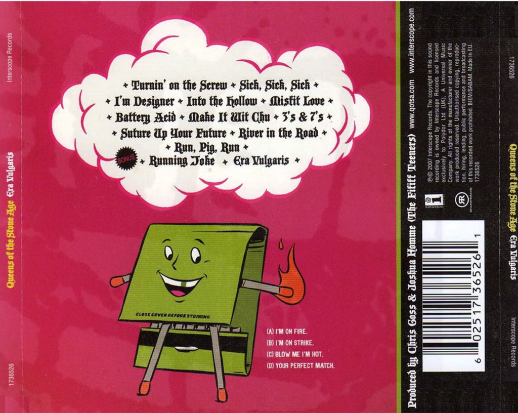 Era Vulgaris - Queens Of The Stone Age (12”) music collectible [Barcode 602517346567] - Main Image 2
