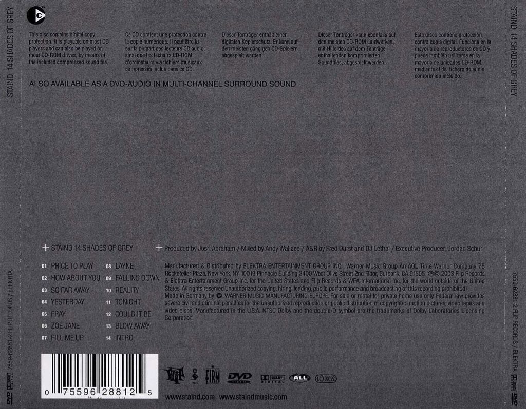 14 Shades Of Grey - Staind (MiniDisc) music collectible [Barcode 075596288125] - Main Image 2
