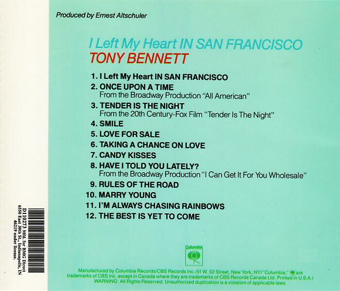 I Left My Heart In San Francisco - Tony Bennett (MP3) music collectible - Main Image 2