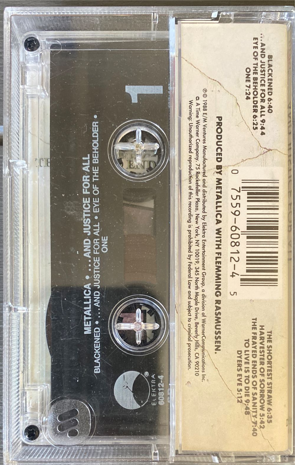 ...And Justice For All - Metallica (Cassette - 1:05:10) music collectible [Barcode 075596081245] - Main Image 2