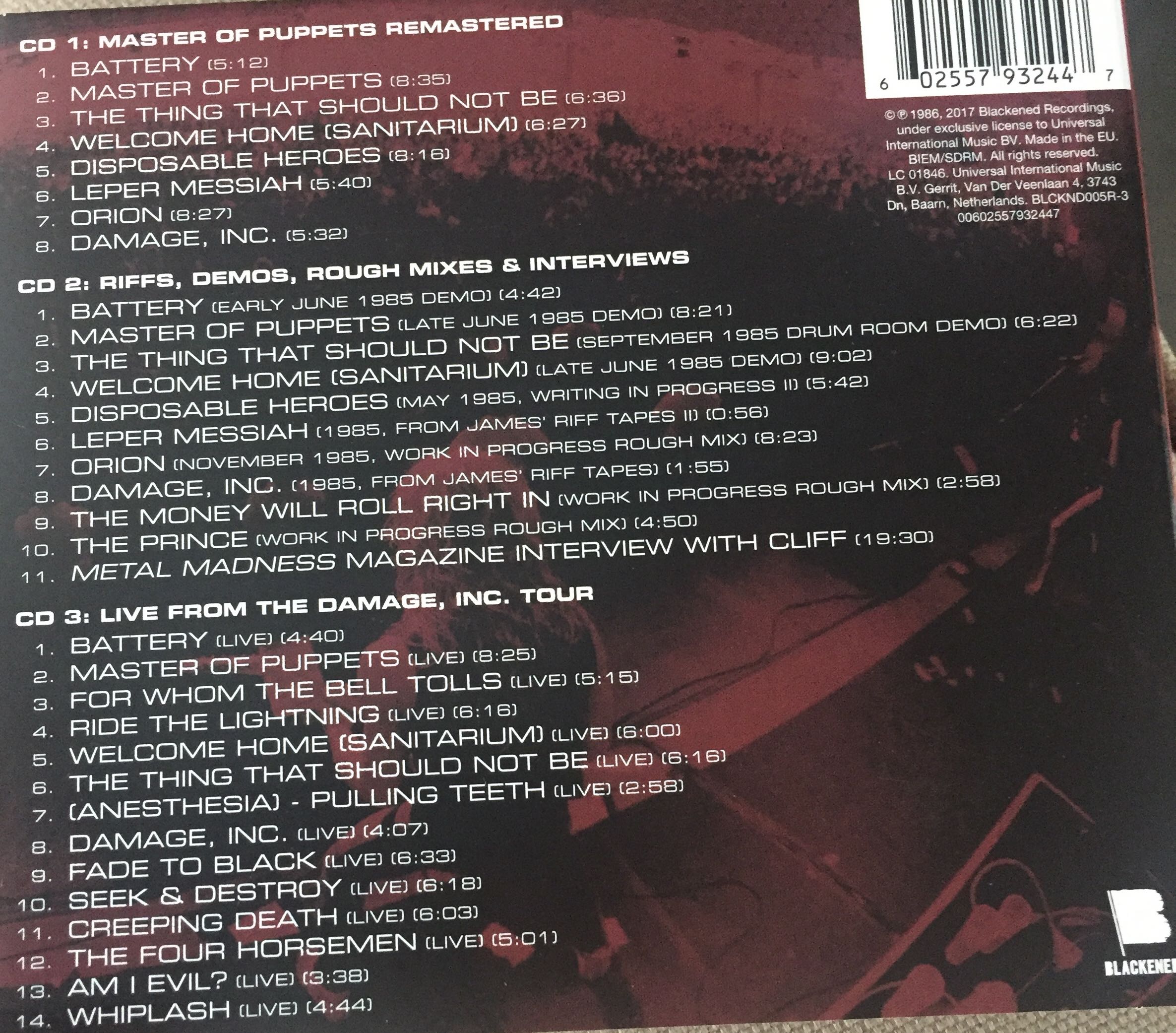 Master Of Puppets 3cd Expanded Edition - Metallica (CD) music collectible [Barcode 602557932447] - Main Image 2