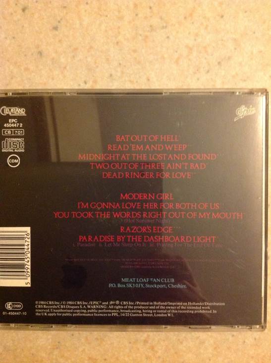 Hits Out Of Hell - Meat Loaf (CD - 58) music collectible [Barcode 5099745044726] - Main Image 2