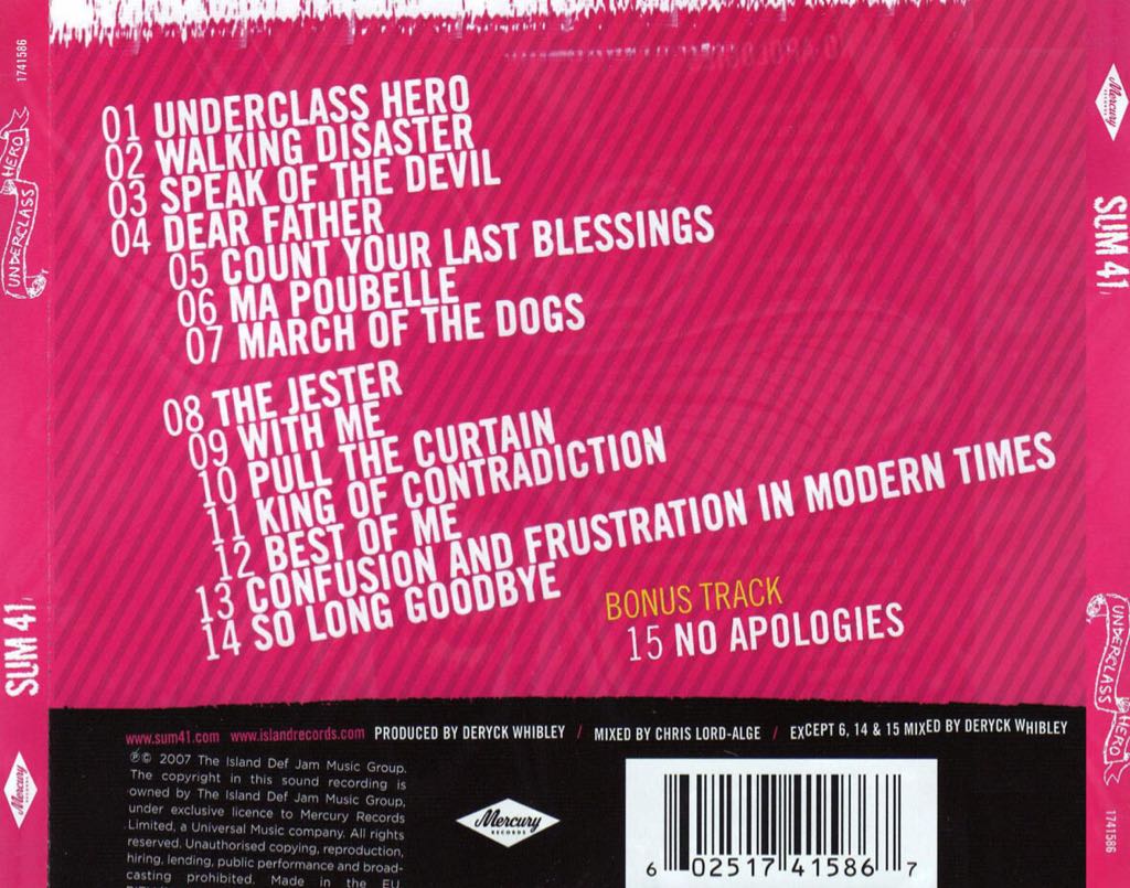 Underclass Hero - Sum 41 (CD - 51) music collectible [Barcode 602517415867] - Main Image 2