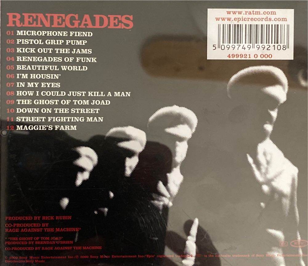 Renegades - Rage Against The Machine (CD - 6038) music collectible [Barcode 5099749992108] - Main Image 2