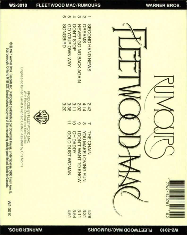 Rumours - Fleetwood Mac (CD) music collectible [Barcode 777495407811] - Main Image 2