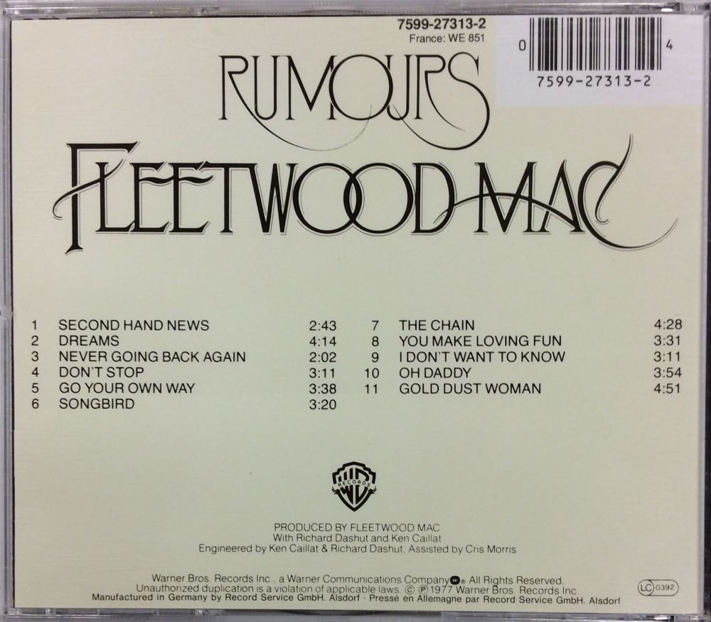 Rumours - Fleetwood Mac (12” - 39) music collectible - Main Image 3