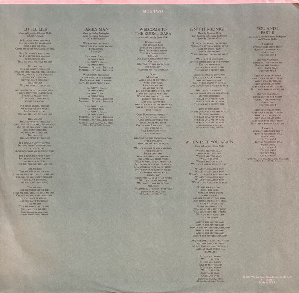Tango In The Night - Fleetwood Mac (12” - 44) music collectible [Barcode 075992547116] - Main Image 4