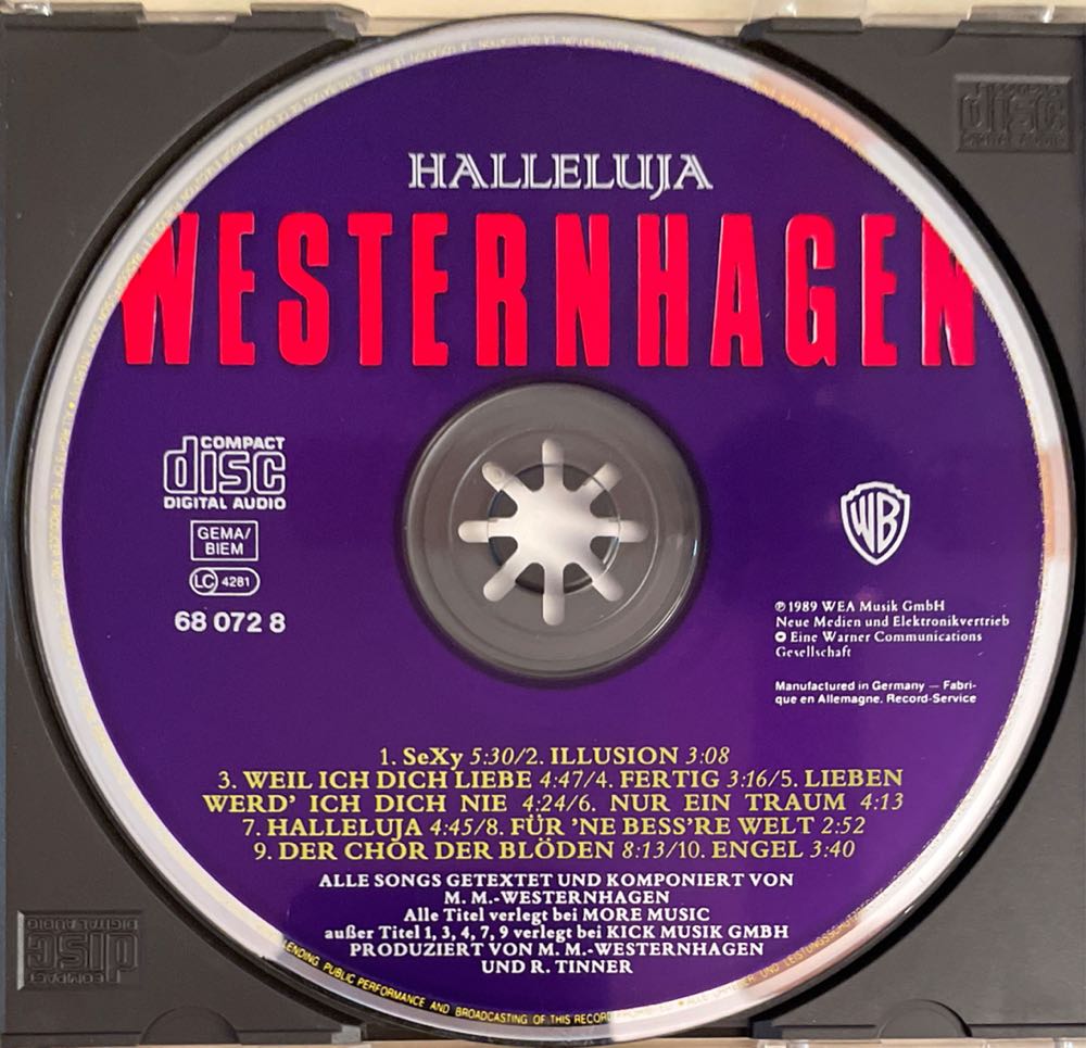Halleluja - Marius Müller-Westernhagen (CD - 45) music collectible [Barcode 022924614927] - Main Image 3