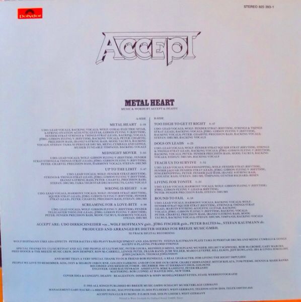 Metal Heart (Vinyl) - Accept (12”) music collectible - Main Image 2
