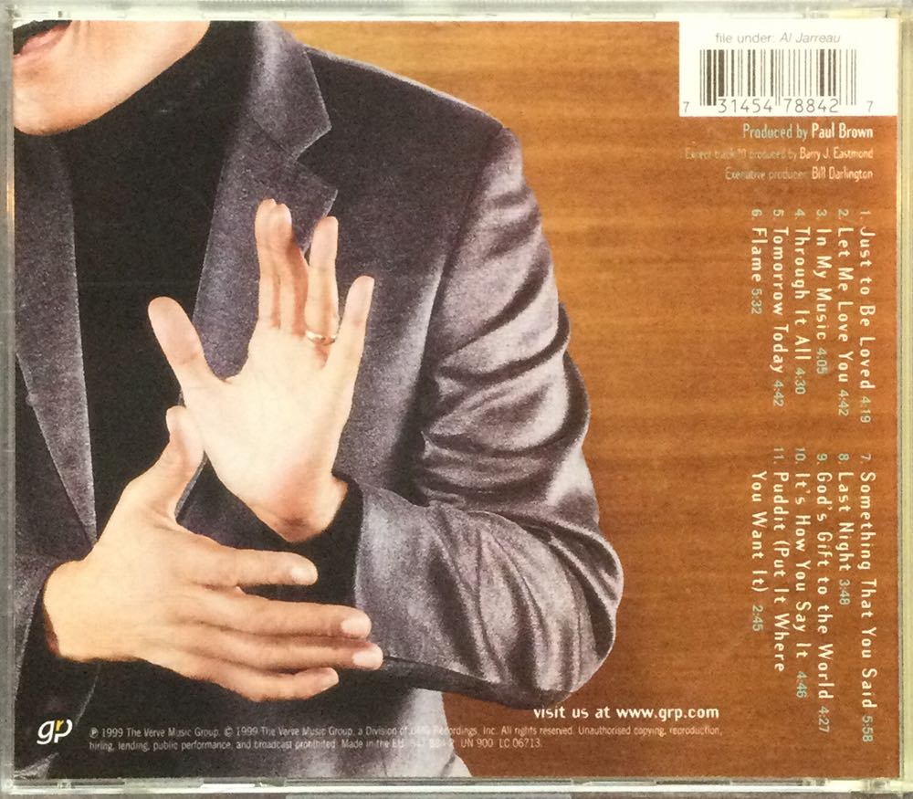 Tomorrow Today - Al Jarreau (CD) music collectible [Barcode 731454788427] - Main Image 3