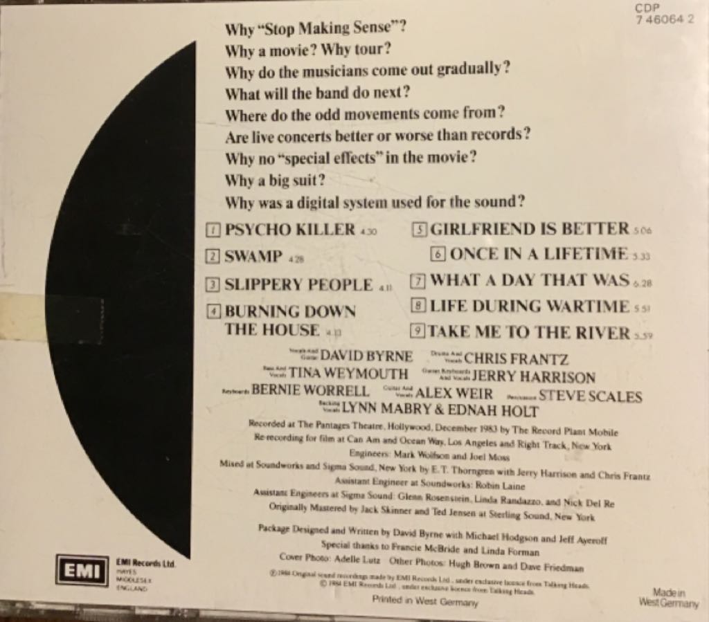 Stop Making Sense - Talking Heads (12”) music collectible - Main Image 2