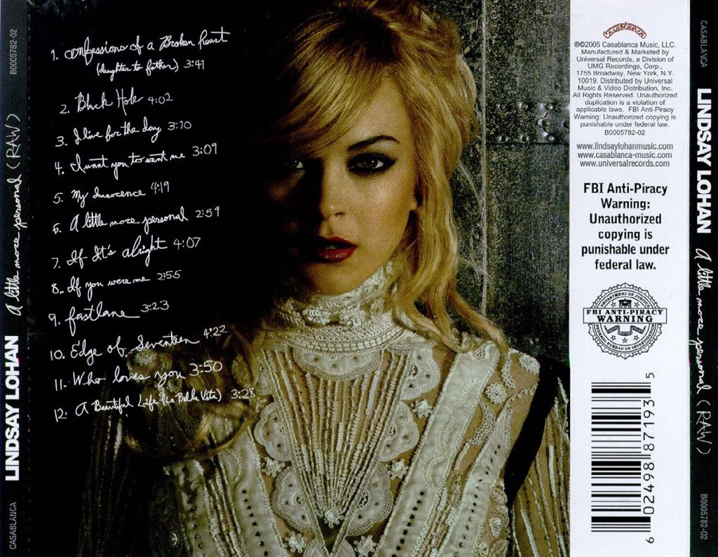 A Little More Personal (Raw) - Lindsay Lohan (CD) music collectible - Main Image 2