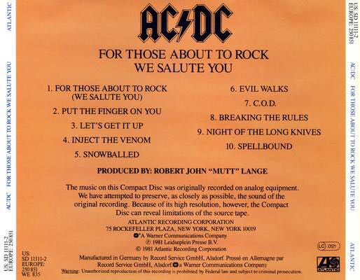 For Those About To Rock We Salute You - AC/DC (CD - 40) music collectible [Barcode 075679241221] - Main Image 2