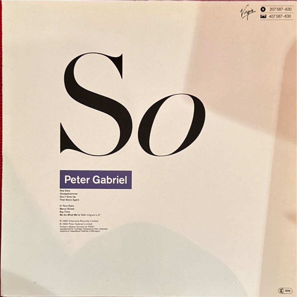 So - Gabriel Peter (12”) music collectible - Main Image 2