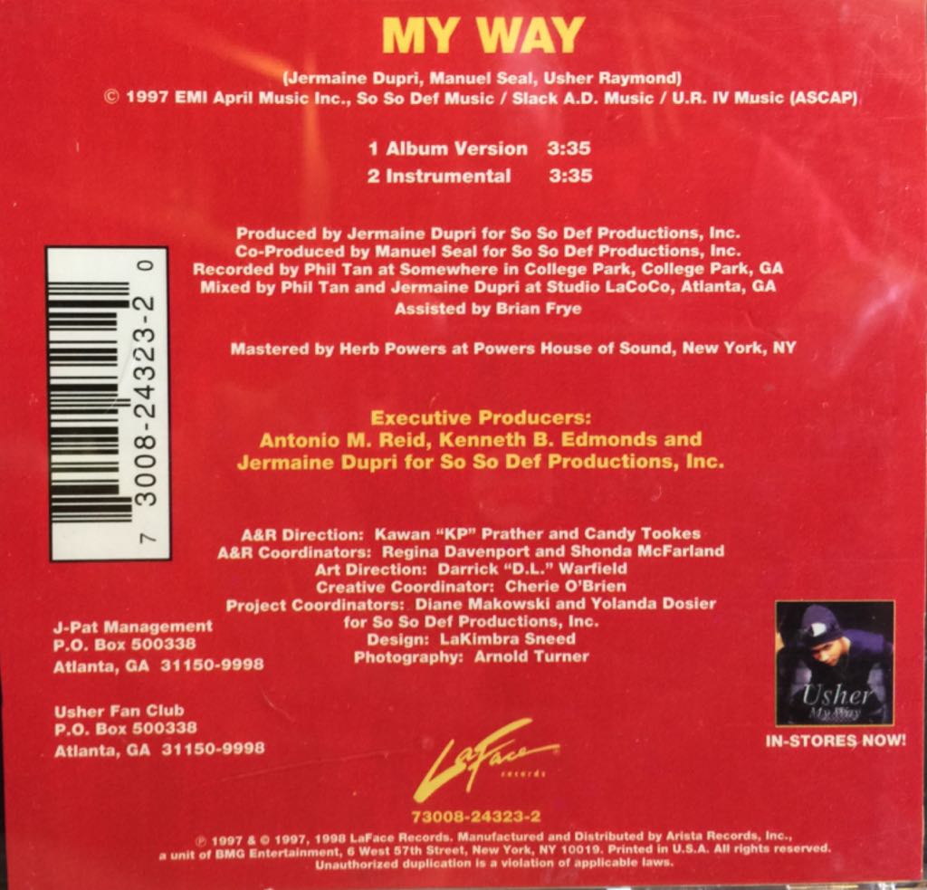 My Way - Usher music collectible [Barcode 730082432320] - Main Image 2