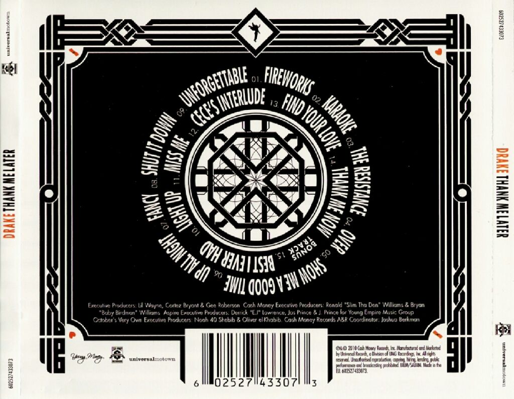 Thank Me Later - Drake (CD - 61) music collectible [Barcode 602527395319] - Main Image 2