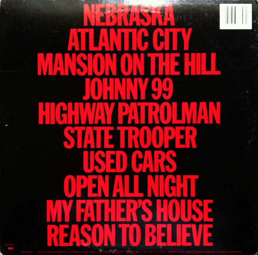 Nebraska - Bruce Springsteen (12” - 41) music collectible [Barcode 074643835817] - Main Image 2