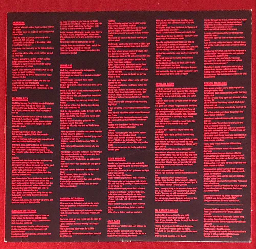 Nebraska - Bruce Springsteen (12” - 41) music collectible [Barcode 074643835817] - Main Image 4