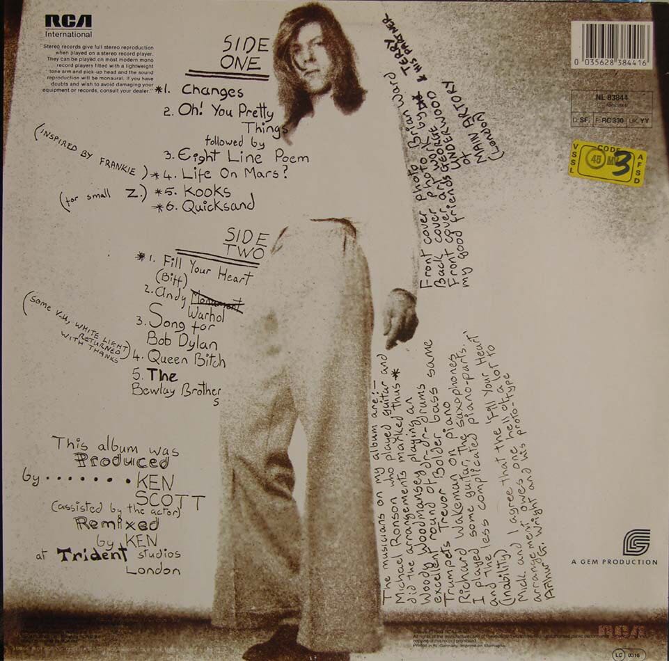 Hunky Dory - Bowie, David (12” - 4144) music collectible [Barcode 825646289448] - Main Image 2