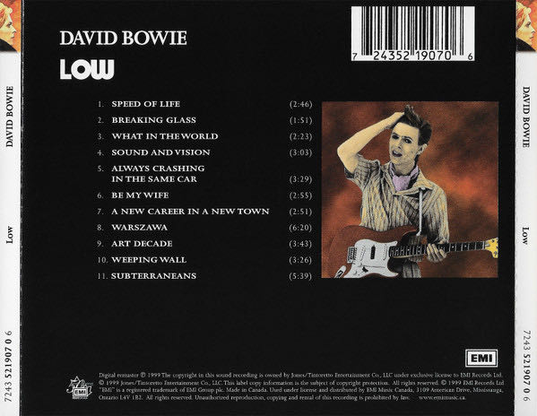 Low - Bowie,  David (CD - 38:48) music collectible [Barcode 724352190706] - Main Image 4
