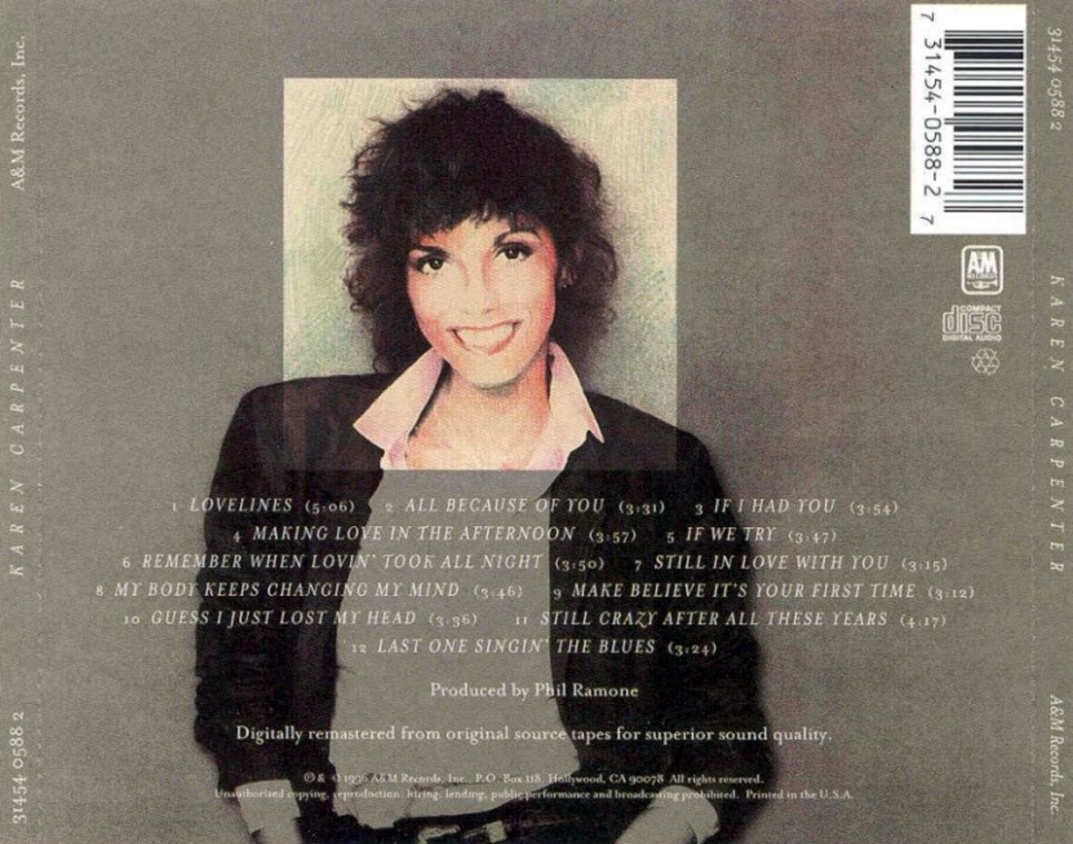 Karen Carpenter - Carpenter, Karen (CD) music collectible [Barcode 020831169622] - Main Image 2