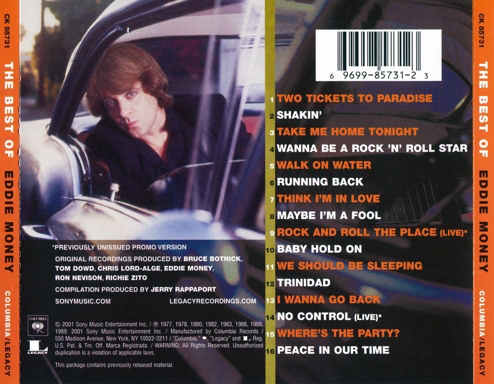 The Best Of Eddie Money - Eddie Money (CD - 62) music collectible [Barcode 696998573123] - Main Image 2